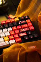Cool Red Gaming Theme PBT ISO Keycap Set for Mechanical Keyboard, MDA Profile, Dye-Sub Legends, Mx(+)Switches, 140pcs